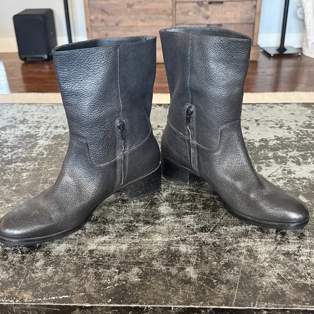 Michael Kors Black Pebbled Leather Ankle Mid Calf Boots Size 9.5